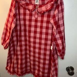 Folklore Red Gingham Blouse with Peter Pan Collar